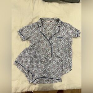 Victoria's Secret Floral Print PJ set with Blue Accents